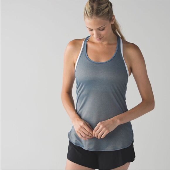 Lululemon What The Sport Singlet Tank Top Heathered Poseidon Gold W1L07S size 4 - Picture 2 of 11